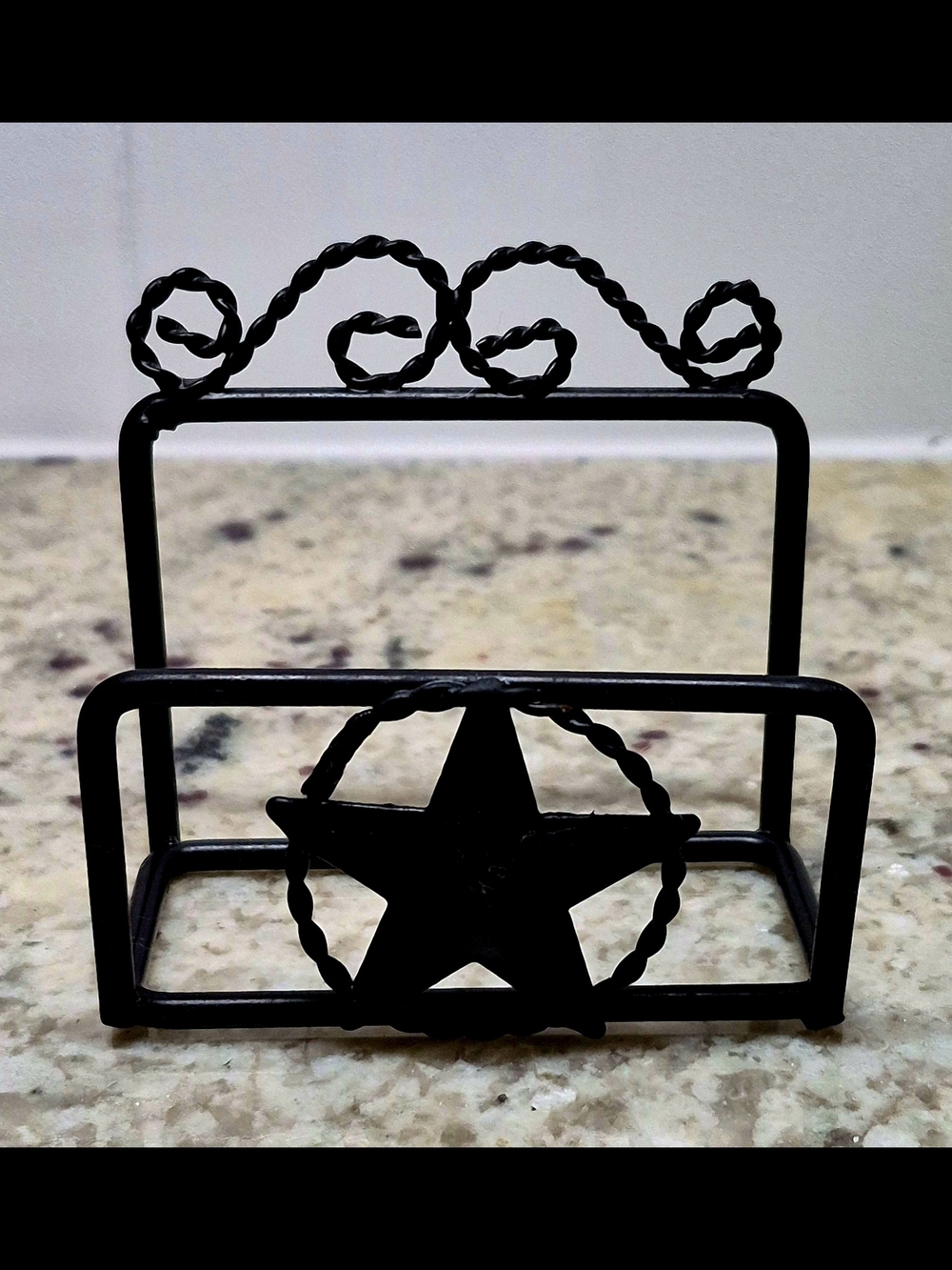 Black Star Metal Business Card Holder - Home Office Accent